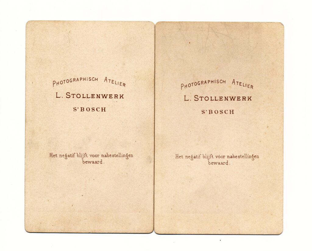 Bekijk de foto's 2 van L. Stollenwerk: Dubbele carte de visite, ‘s-Hertogenbosch ca. 1874