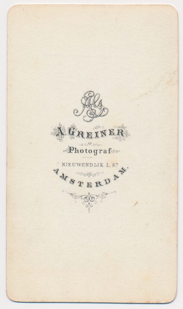 Bekijk de foto's 2 van A. Greiner: onbekende man, Amsterdam ca. 1870