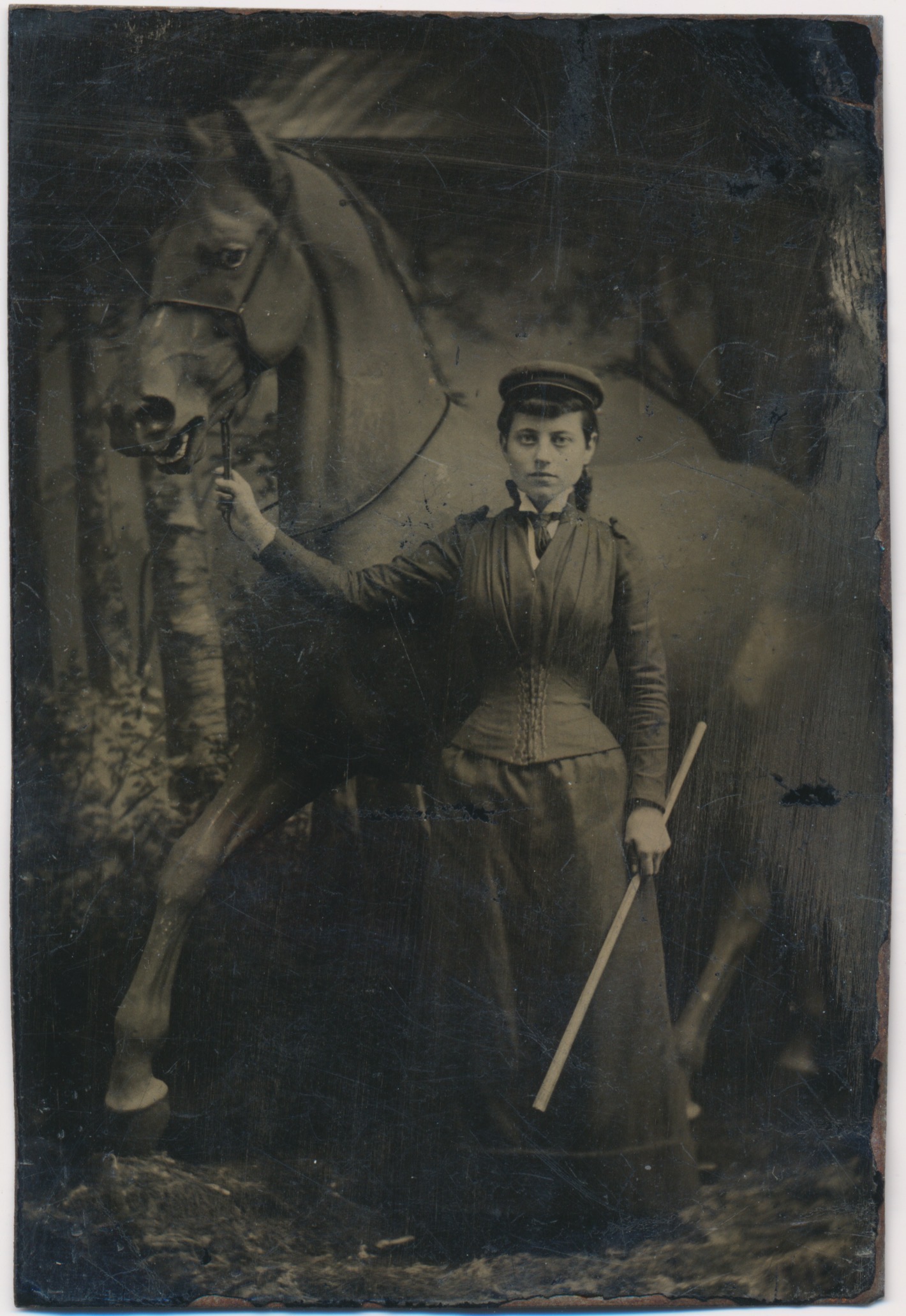 Onbekend: vrouw met paard, Nederland ca. 1875